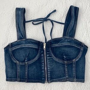 Spring Haze L.A. Zip Up Bustier Denim Top